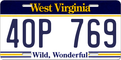 WV license plate 4OP769