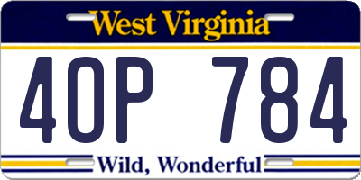 WV license plate 4OP784