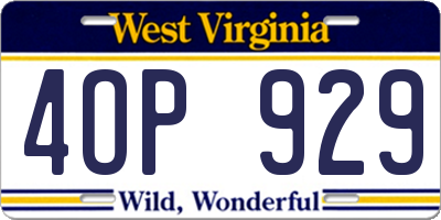 WV license plate 4OP929