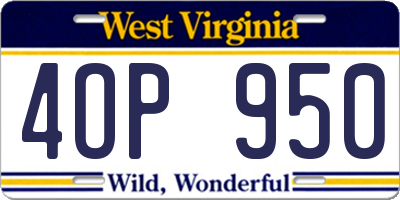 WV license plate 4OP950
