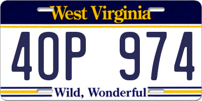 WV license plate 4OP974