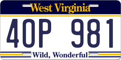 WV license plate 4OP981
