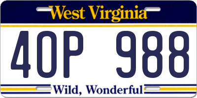 WV license plate 4OP988