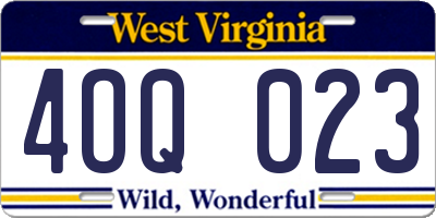 WV license plate 4OQ023