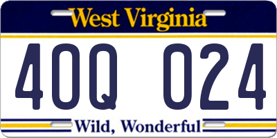 WV license plate 4OQ024
