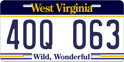 WV license plate 4OQ063