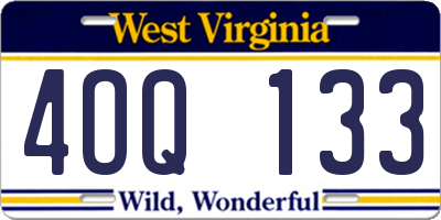 WV license plate 4OQ133