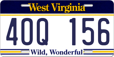 WV license plate 4OQ156