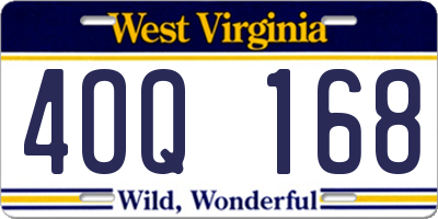 WV license plate 4OQ168