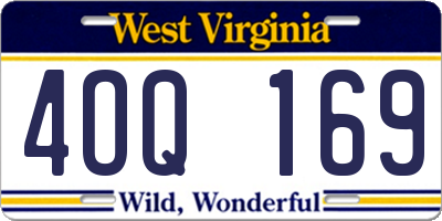WV license plate 4OQ169