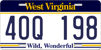 WV license plate 4OQ198