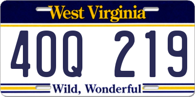 WV license plate 4OQ219