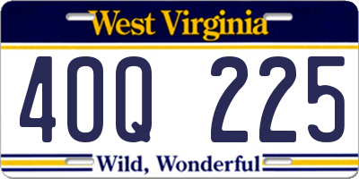 WV license plate 4OQ225