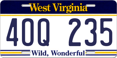 WV license plate 4OQ235