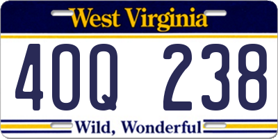 WV license plate 4OQ238