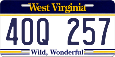 WV license plate 4OQ257