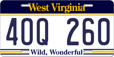 WV license plate 4OQ260
