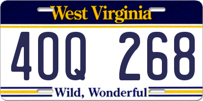 WV license plate 4OQ268