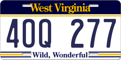 WV license plate 4OQ277