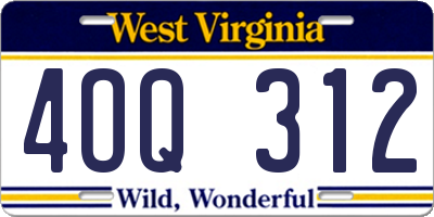 WV license plate 4OQ312
