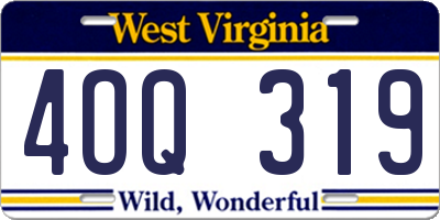 WV license plate 4OQ319