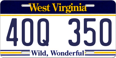 WV license plate 4OQ350