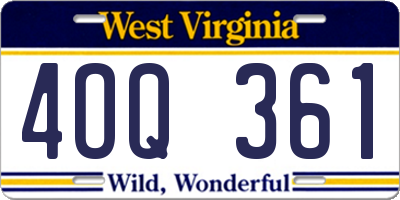 WV license plate 4OQ361