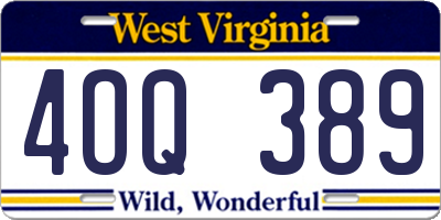 WV license plate 4OQ389