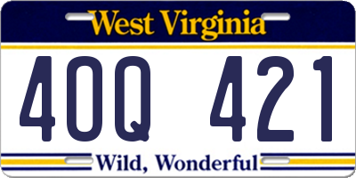 WV license plate 4OQ421