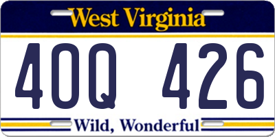 WV license plate 4OQ426