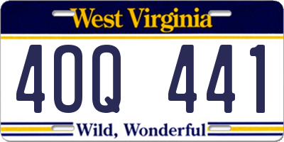 WV license plate 4OQ441