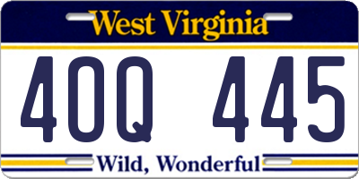 WV license plate 4OQ445