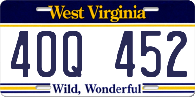 WV license plate 4OQ452