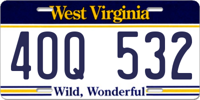 WV license plate 4OQ532