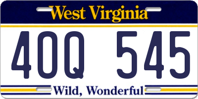 WV license plate 4OQ545