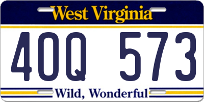 WV license plate 4OQ573