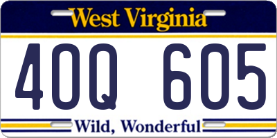WV license plate 4OQ605
