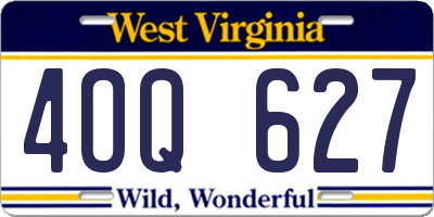 WV license plate 4OQ627