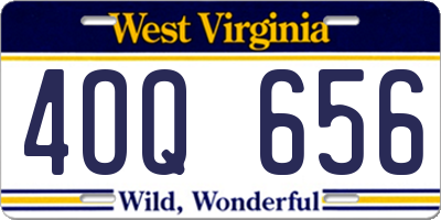 WV license plate 4OQ656