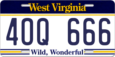 WV license plate 4OQ666