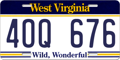 WV license plate 4OQ676