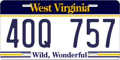 WV license plate 4OQ757