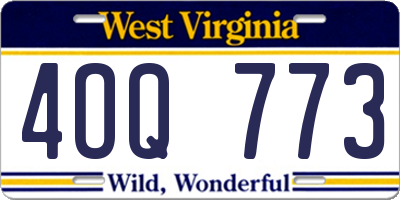 WV license plate 4OQ773