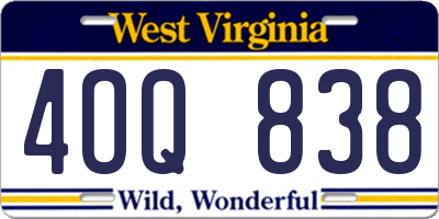WV license plate 4OQ838