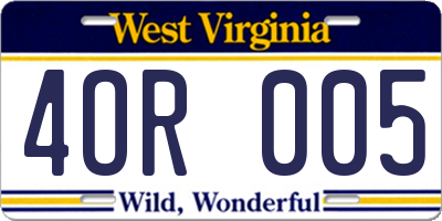 WV license plate 4OR005