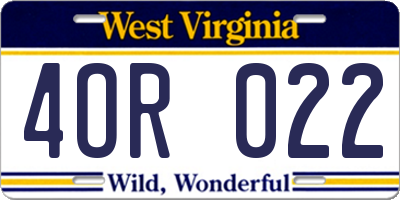 WV license plate 4OR022