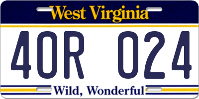 WV license plate 4OR024