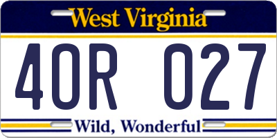 WV license plate 4OR027