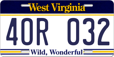 WV license plate 4OR032