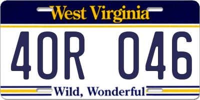 WV license plate 4OR046